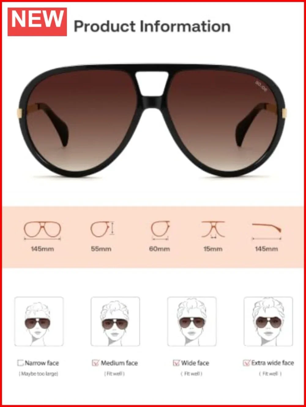 Retro Oversized Aviator Polarized Sunglasses for Men Women UV Protection TR-90